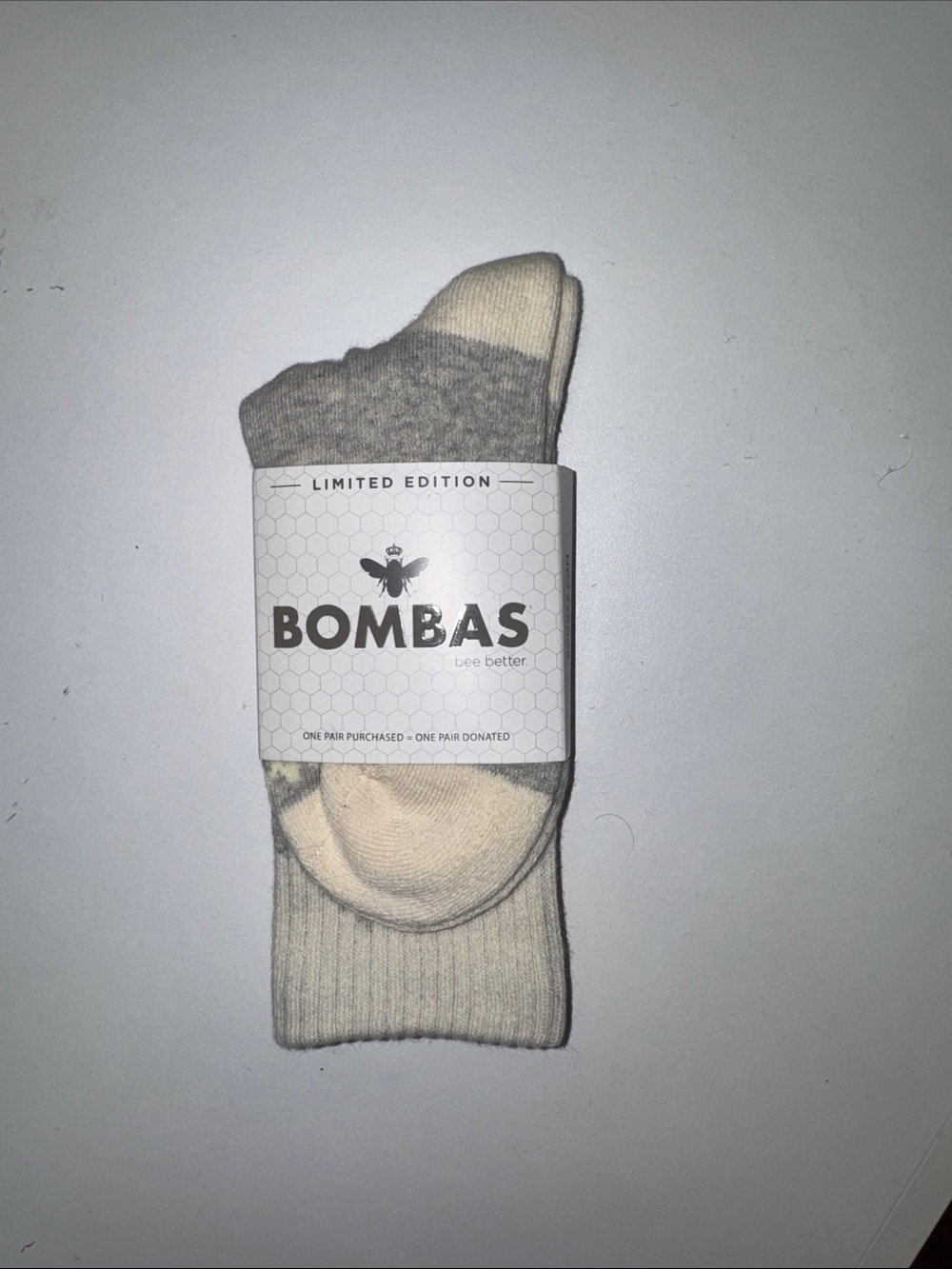 Bombas Crew Socks in Cream and Light Gray
